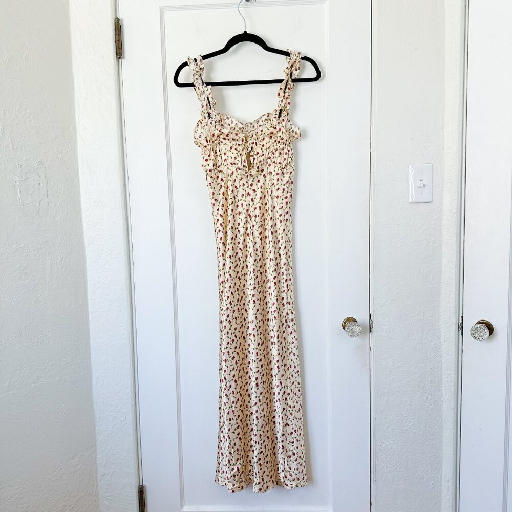 Reformation | Erdem 100% Silk Midi Dress in Nicola Floral Cream - Picture 5 of 10